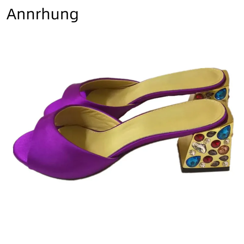 Crystal Jewelled Heel Shoes Woman Slippers Sexy Peep Toe Square Heel Party Slides Colourful Rhinestone Decor Summer Shoes Women
Crystal Jewelled Heel Shoes Woman Slippers Sexy Peep Toe Square Heel Party Slides Colourful Rhinestone Decor Summer Shoes Women