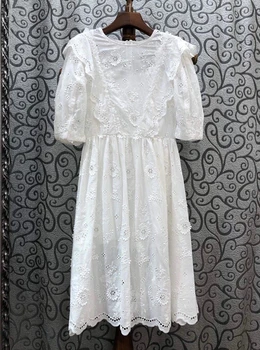 2020 Spring and Summer New Women's Lined round Neck Wooden Ear Stitching Embroidery Flower Short-Sleeve Dress 610
2020 Spring and Summer New Women's Lined round Neck Wooden Ear Stitching Embroidery Flower Short-Sleeve Dress 610