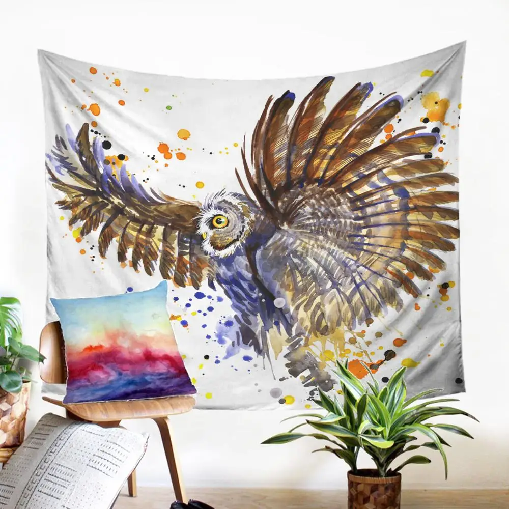 

3d Wall Hangings Hign Quality Home Textiles Splendid Owl Pattern Tapestry Modern Home Decoration Farmhouse Decor