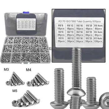 800Pcs Screws Nuts Set M3 M4 M5 Stainless Steel Flat Head / Button Head Hex Socket Head Cap Bolts Screws Nuts Assortment Kit^1 
800Pcs Screws Nuts Set M3 M4 M5 Stainless Steel Flat Head / Button Head Hex Socket Head Cap Bolts Screws Nuts Assortment Kit^1