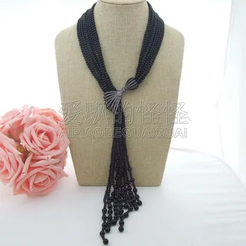 N071701 9 Strands 22'' Round Onyx CZ Pendant Necklace
N071701 9 Strands 22'' Round Onyx CZ Pendant Necklace