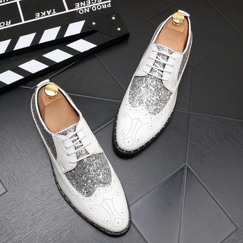 Fashion Man Genuine Leather Personality Shoes Men Business Oxford Wedding Shoes patent leather sequins hip hop classic shoes
Fashion Man Genuine Leather Personality Shoes Men Business Oxford Wedding Shoes patent leather sequins hip hop classic shoes