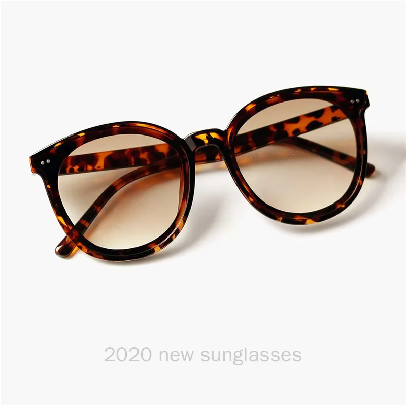 Фото Солнцезащитные очки унисекс Круглые леопардовые с кристаллами зеркальные