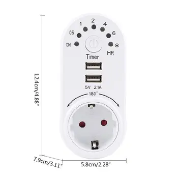 EU Plug Countdown Timer Socket Smart Control Dual USB Ports 180° Rotation 8 Hour
EU Plug Countdown Timer Socket Smart Control Dual USB Ports 180° Rotation 8 Hour