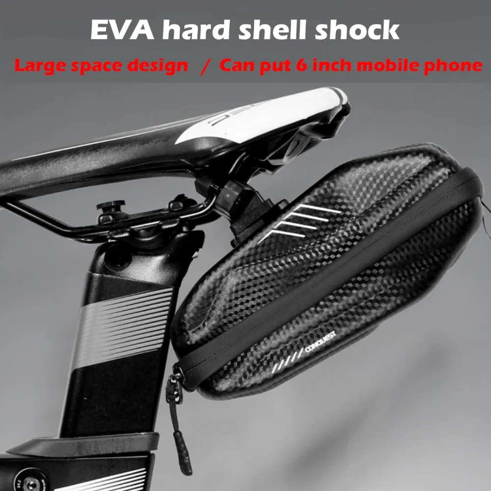

Wild Man Waterproof EVA hard shell 0.8L Bike Bag under Seat Bicycle Saddle Bag Road MTB Shockproof Cycling Pocket Accessories