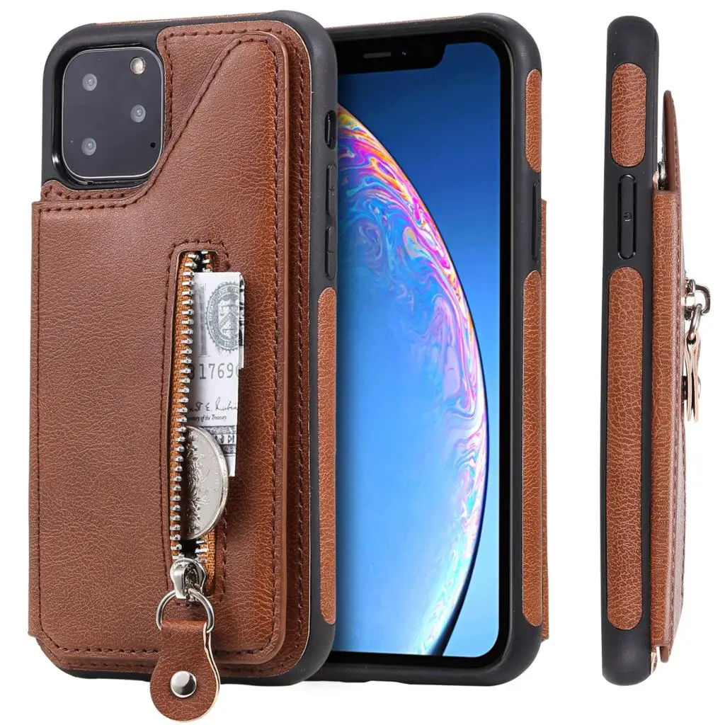 Чехол-кошелек на молнии для Apple iPhone 11 Pro Max 2019 с отделением карт подставкой и