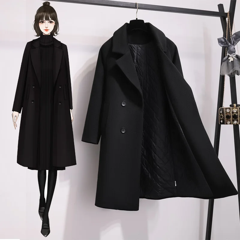 New Autumn Winter Woolen Coat Female Fashion Suit Collar Mid-Length Plus Cotton Thicke Wool Overcoat Women Warm Jacket
New Autumn Winter Woolen Coat Female Fashion Suit Collar Mid-Length Plus Cotton Thicke Wool Overcoat Women Warm Jacket