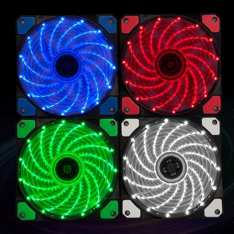 For PC Computer 120MM 18dB Ultra Silent 15 LEDs Case Fan Heatsink Cooler Cooling 12V DC 4-Pin 120*120*25mm | Компьютеры и офис