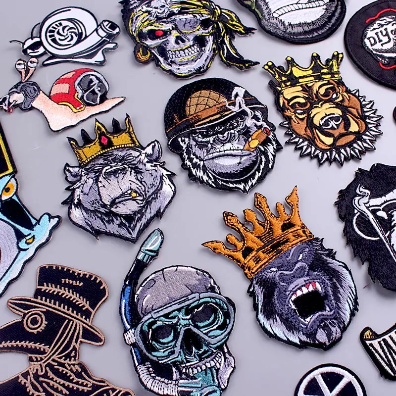 Punk/skull Patch For Clothes Iron On Embroidered Patches For Clothing Appliques For Diy T-shirt Gorilla Snail Patch Stripe
Punk/skull Patch For Clothes Iron On Embroidered Patches For Clothing Appliques For Diy T-shirt Gorilla Snail Patch Stripe