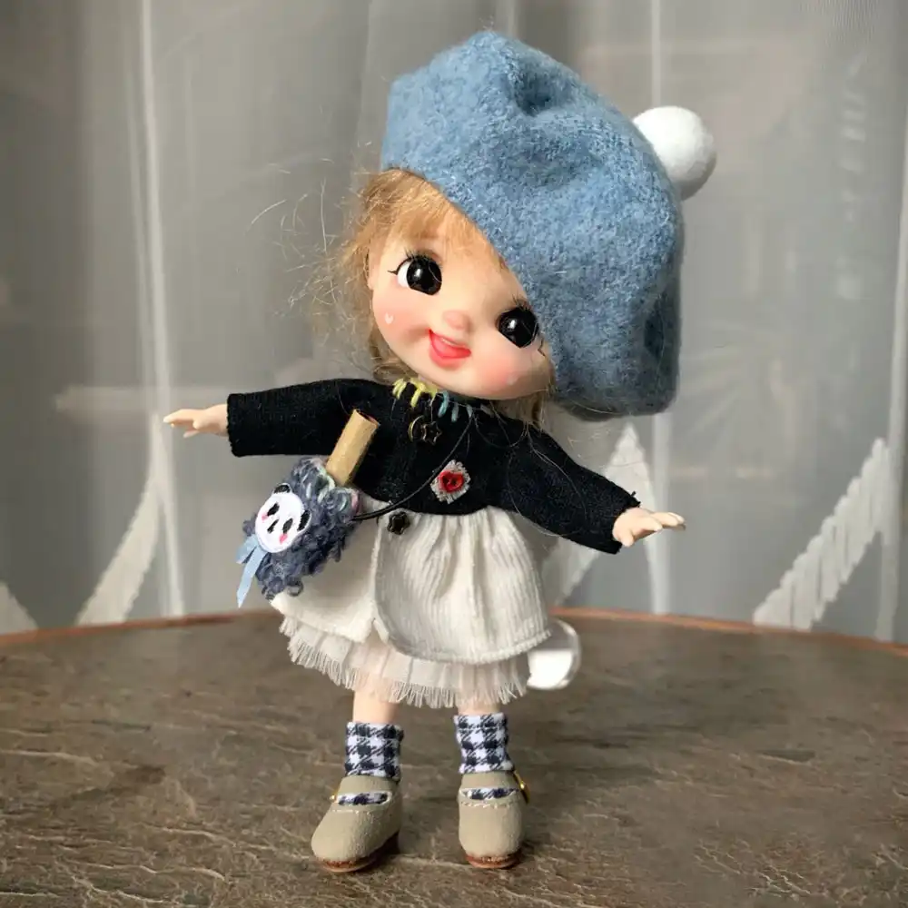ob11 doll with makeup eyes  wig clothes 1/8 bjd doll with ob11