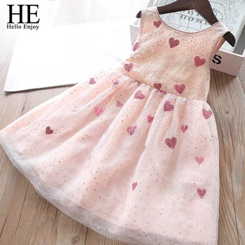 HE Hello Enjoy Girls Dress Summer New Sequin Splicing Yarn Girls Round Neck Sleeveless Love Dot Dress Baby Kids Girls Clothing 
HE Hello Enjoy Girls Dress Summer New Sequin Splicing Yarn Girls Round Neck Sleeveless Love Dot Dress Baby Kids Girls Clothing