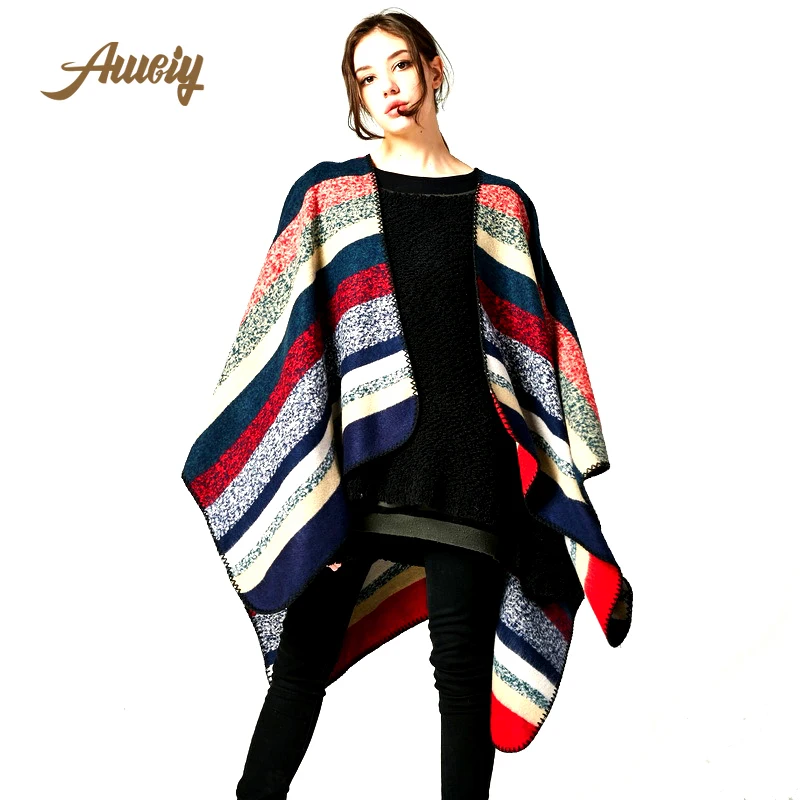 New Women Horizontal Striped Mud Shawl Front and Back Sides Can Be Used Long Cloak Imitation Cashmere Warm Cape Femme Poncho
New Women Horizontal Striped Mud Shawl Front and Back Sides Can Be Used Long Cloak Imitation Cashmere Warm Cape Femme Poncho