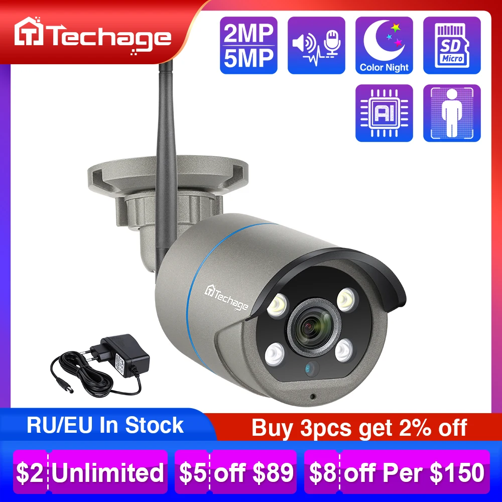 Techage 1080P 5MP Wireless AI Camera Two Way Audio Security Wifi IP Camera IR Outdoor P2P Onvif TF Card CCTV Video Surveillance
Techage 1080P 5MP Wireless AI Camera Two Way Audio Security Wifi IP Camera IR Outdoor P2P Onvif TF Card CCTV Video Surveillance