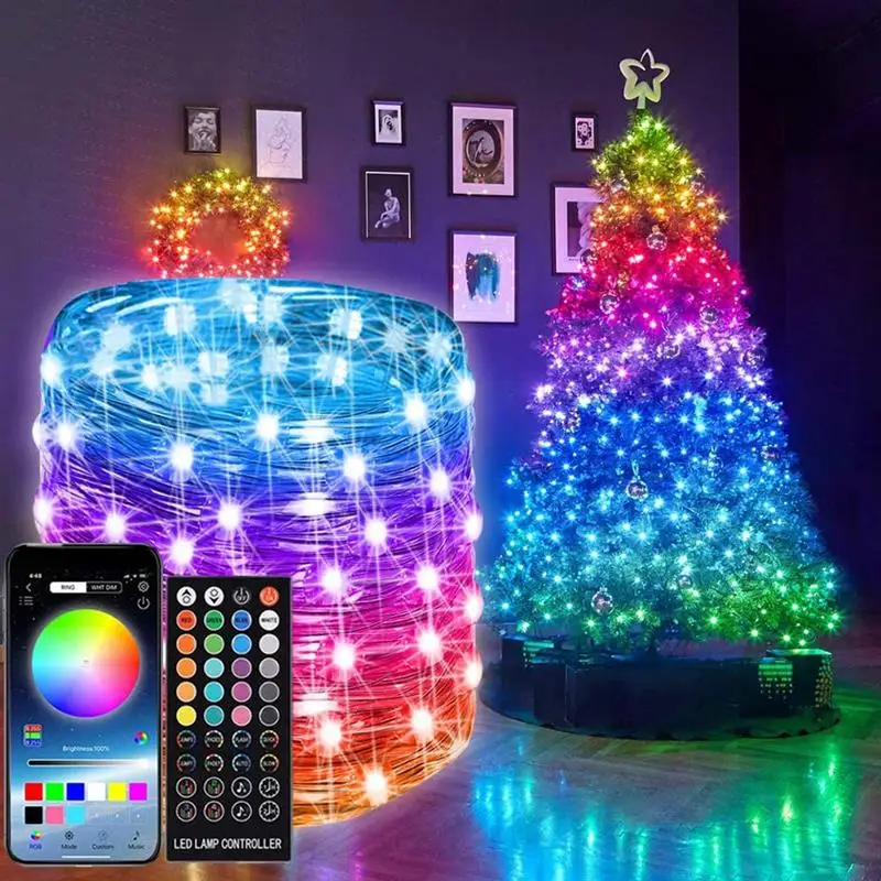 LED String Light Bluetooth App Control LED Copper Wire Lamp Waterproof Outdoor Garland Fairy Light For Christmas Tree Decoration
LED String Light Bluetooth App Control LED Copper Wire Lamp Waterproof Outdoor Garland Fairy Light For Christmas Tree Decoration