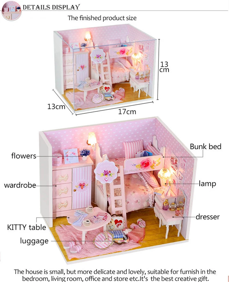 diy dollhouse with furnitures wooden house roombox miniature