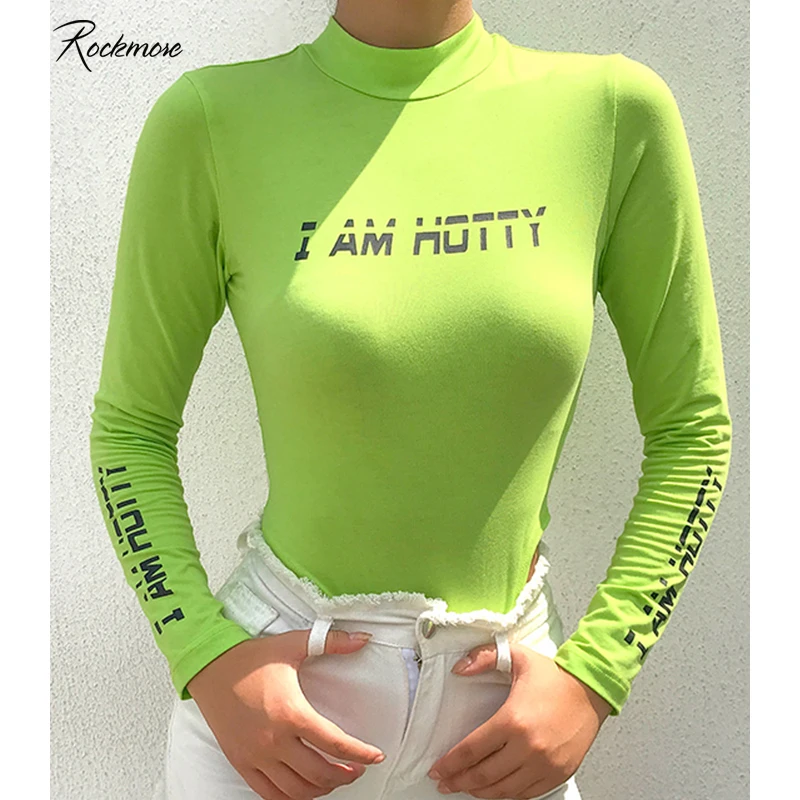 Rockmore Neon Green Bodycon Letter Print Bodysuits Women Long Sleeve Fall Jumpsuit Femme Bodysuit Turtleneck Rompers Streetwear
Rockmore Neon Green Bodycon Letter Print Bodysuits Women Long Sleeve Fall Jumpsuit Femme Bodysuit Turtleneck Rompers Streetwear