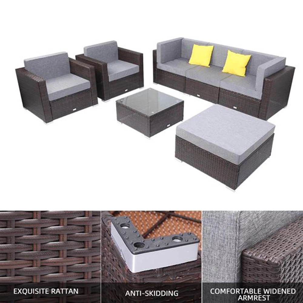 Breathable and Waterproof Cushion 7 Pieces Patio PE Wicker Rattan Corner Sofa Set for Outdoors
Breathable and Waterproof Cushion 7 Pieces Patio PE Wicker Rattan Corner Sofa Set for Outdoors