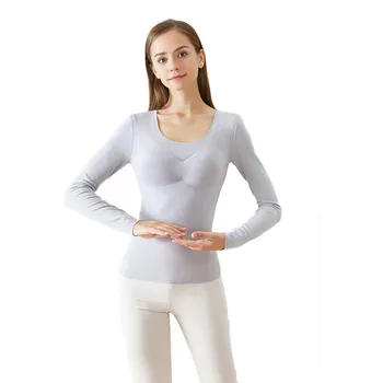 

Thermal Underwear Tops Second Female Skin Bottoming Shirt With Chest Pad Women's Autumn And Winter Women Long Sleeve Thermals