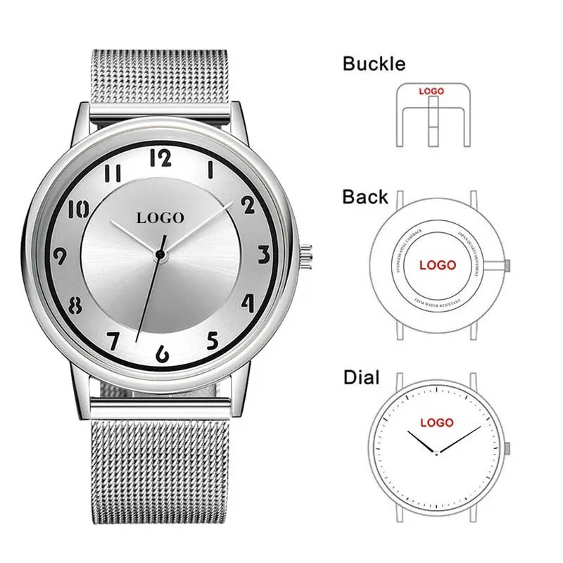 

CL045 Custom Logo Watch Engraved Design Your Own Dial OEM Watch Men Stainless Steel Personalized Watches