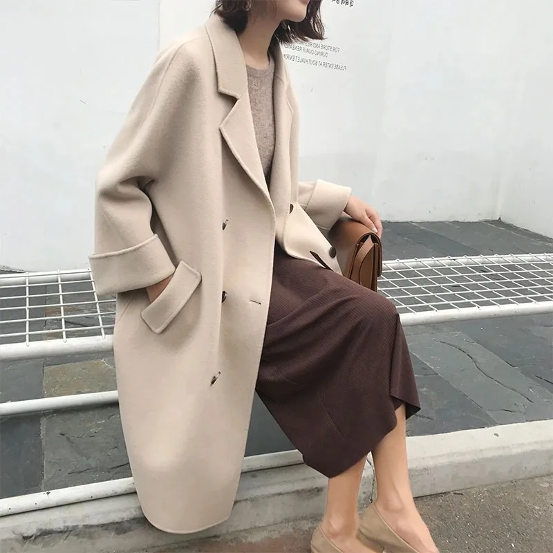 Women Elegant Winter Wool Overcoat Long Double Breasted Woolen Coat Loose Autumn Solid Color Abrigos Mujer Manteau Femme Hiver
Women Elegant Winter Wool Overcoat Long Double Breasted Woolen Coat Loose Autumn Solid Color Abrigos Mujer Manteau Femme Hiver