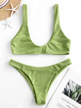 ZAFUL Ribbed Scoop Basic Bikini Swimsuit 
ZAFUL Ribbed Scoop Basic Bikini Swimsuit