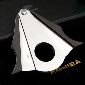 

COHIBA Double Blades Sharp Cigar Cutter Stainless Steel Ebony Wood Pocket Gadgets Zigarre Knife Tools Cuban Smoking 849UA