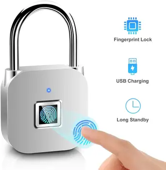 Fingerprint Padlock, Smart Padlock, Security Padlock, USB Rechargeable Anti-Theft Padlock with 39 Set of Fingerprints for Locker
Fingerprint Padlock, Smart Padlock, Security Padlock, USB Rechargeable Anti-Theft Padlock with 39 Set of Fingerprints for Locker