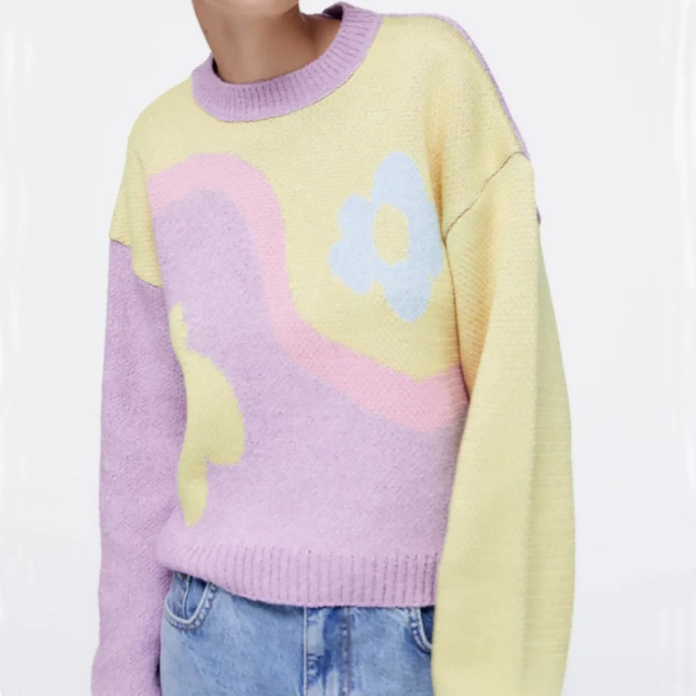 Vintage Color Block Knitted Sweaters For Women Fall O Neck Long Sleeve Loose Oversize Cropped Tops Pullover Casual Coat Clothes
Vintage Color Block Knitted Sweaters For Women Fall O Neck Long Sleeve Loose Oversize Cropped Tops Pullover Casual Coat Clothes