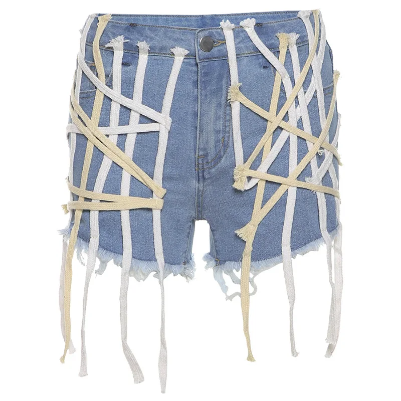 Fashion Sexy High Waist Ladies Tassel Patchwork Bandage Blue Denim Booty Shorts 2021 Summer New Women's Streetwear Shorts Jeans
Fashion Sexy High Waist Ladies Tassel Patchwork Bandage Blue Denim Booty Shorts 2021 Summer New Women's Streetwear Shorts Jeans
