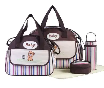 Striped diagonal cross Mummy bag multi-function large capacity diaper bag 5pcs per set nappy bags
Striped diagonal cross Mummy bag multi-function large capacity diaper bag 5pcs per set nappy bags