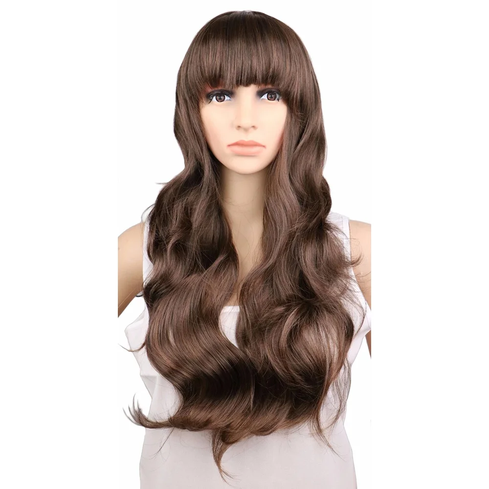 QQXCAIW женские длинные волнистые парики черный коричневый темно-коричневый