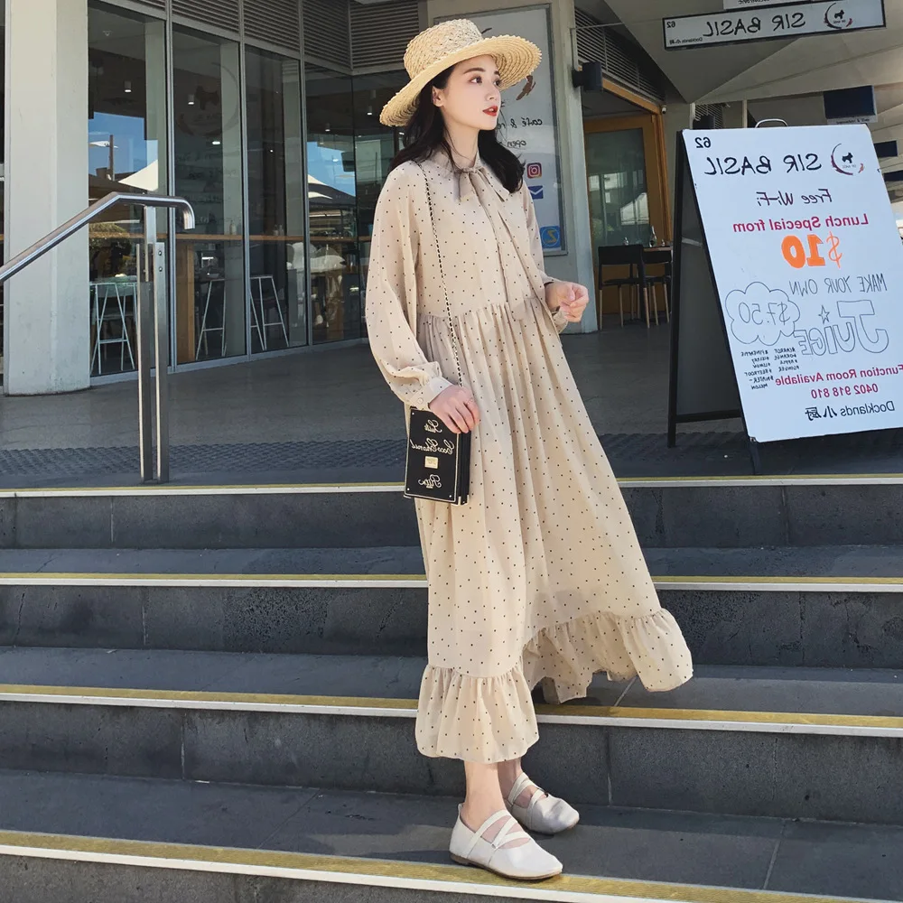 Photo Shoot 2019 Spring New Style Korean-style WOMEN'S Wear Big Hemline Fairy Skirt Retro Laziness-Style Polka Dot Chiffon Dress
Photo Shoot 2019 Spring New Style Korean-style WOMEN'S Wear Big Hemline Fairy Skirt Retro Laziness-Style Polka Dot Chiffon Dress