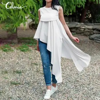 Fashion Asymmetrical Women Ruffles Sleeveless Long Shirts Celmia Laides 2020 Summer Tops Sexy Casual Plus Size Party Blusas 5XL
Fashion Asymmetrical Women Ruffles Sleeveless Long Shirts Celmia Laides 2020 Summer Tops Sexy Casual Plus Size Party Blusas 5XL
