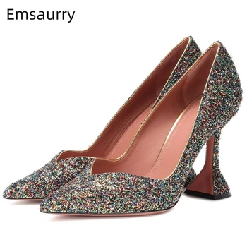 Sexy V-cut Outs High Heel Shoes Woman Pointed Toe Unique Goblet Heel Bling Sequined Cloth Women Pumps 2020 Spring Dress Shoes
Sexy V-cut Outs High Heel Shoes Woman Pointed Toe Unique Goblet Heel Bling Sequined Cloth Women Pumps 2020 Spring Dress Shoes
