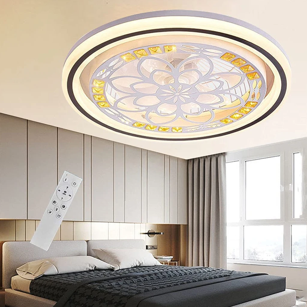 LED Silent Ceiling Fan Light with Lamp and Remote Control Dimmable Chandelier Invisible Fans Children's Room Bedroom Lighting LED Silent Ceiling Fan Light with Lamp and Remote Control Dimmable Chandelier Invisible Fans Children's Room Bedroom Lighting