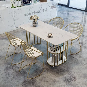 Modern and simple marble dining table Light luxury iron dining table in cafe restaurant Multifunctional dining table
Modern and simple marble dining table Light luxury iron dining table in cafe restaurant Multifunctional dining table
