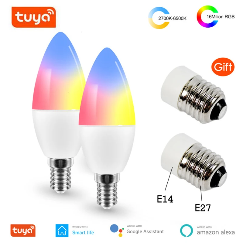 Smart Wifi LED Bulb E14 E27 RGB+W+C Dimmable Light LED Tuya Remote Control Work with Alexa Google Home Assistant
Smart Wifi LED Bulb E14 E27 RGB+W+C Dimmable Light LED Tuya Remote Control Work with Alexa Google Home Assistant