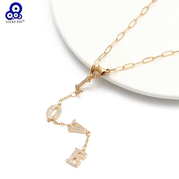 Lucky Eye Letter Pendant Necklace Gold Color Long Copper Chain Micro Pave Zircon Necklace for Women Girls Fashion Jewelry BD205
Lucky Eye Letter Pendant Necklace Gold Color Long Copper Chain Micro Pave Zircon Necklace for Women Girls Fashion Jewelry BD205