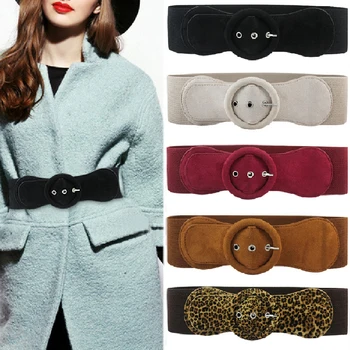 Fashion Women Suede Elastic Belt Jacket Wide Solid Color Belt Lady Dress Pin Buckle Girdle Buckle Soft Leopard Printed Waistband
Fashion Women Suede Elastic Belt Jacket Wide Solid Color Belt Lady Dress Pin Buckle Girdle Buckle Soft Leopard Printed Waistband