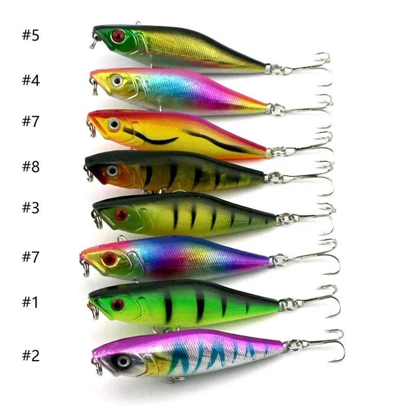 Artificial Popper Simulation Durable Bionic Bait Fishing 8pcs 7.5cm/7.5g With Sharp Hook Plastic Hard Bait 6# 3D Eyes Wobblers
Artificial Popper Simulation Durable Bionic Bait Fishing 8pcs 7.5cm/7.5g With Sharp Hook Plastic Hard Bait 6# 3D Eyes Wobblers