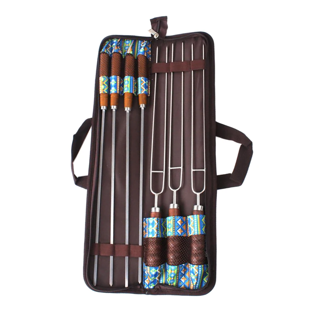7-in-1 Stainless Steel Barbecue Skewer Traveling Tools BBQ Needles Sticks with Storage Bag Portable for Outdoor Camping Picnic 7-in-1 Stainless Steel Barbecue Skewer Traveling Tools BBQ Needles Sticks with Storage Bag Portable for Outdoor Camping Picnic
