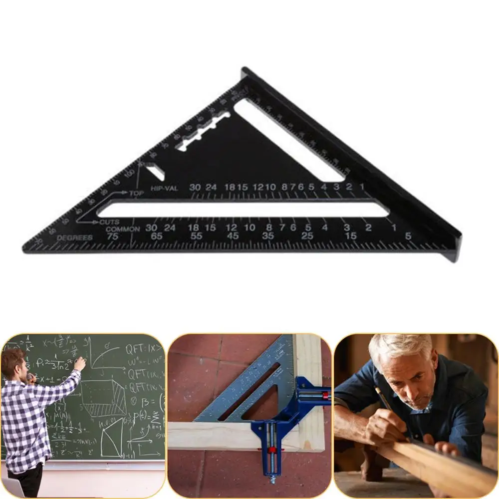 7inch Metric Triangle Ruler Black Aluminum Alloy Triangle Ruler Scale Protractor 0-90 Degree For Student Angle Measurement Tool
7inch Metric Triangle Ruler Black Aluminum Alloy Triangle Ruler Scale Protractor 0-90 Degree For Student Angle Measurement Tool