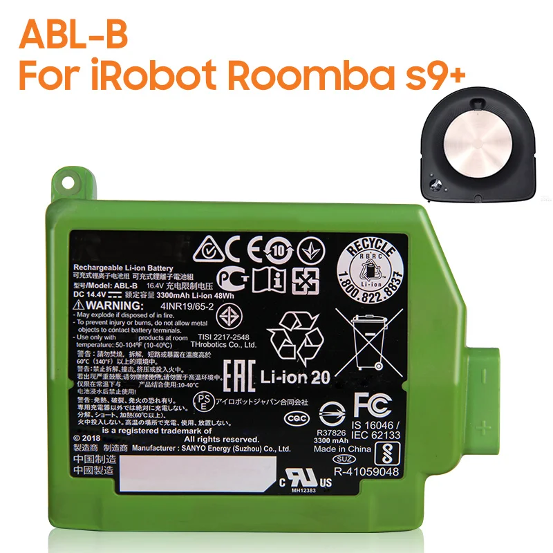 Original Replacement Battery ABL-B For iRobot Roomba S9+ Authentic Battery 3300mAh
Original Replacement Battery ABL-B For iRobot Roomba S9+ Authentic Battery 3300mAh