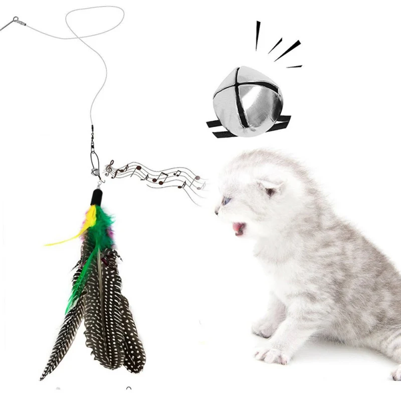 Фото Retractable Interactive Cat Toy Stick Feather Small Bell Rat Cage Artificial Colorful Teasing Pet Supplies | Дом и сад