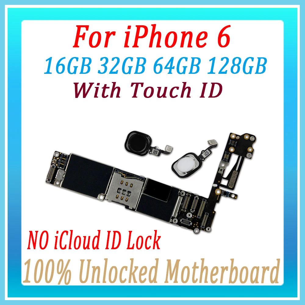 original Unlocked Mainboard For iPhone 6 Motherboard With / Without touch ID Factory Logic Board with full chips Panel,No iCloud
original Unlocked Mainboard For iPhone 6 Motherboard With / Without touch ID Factory Logic Board with full chips Panel,No iCloud