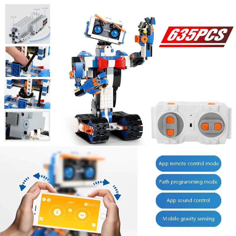 635PCS Creative APP RC Robot Electric Building Blocks LegoING Technic Remote Control Smart Robot Bricks Toys for Boys
635PCS Creative APP RC Robot Electric Building Blocks LegoING Technic Remote Control Smart Robot Bricks Toys for Boys