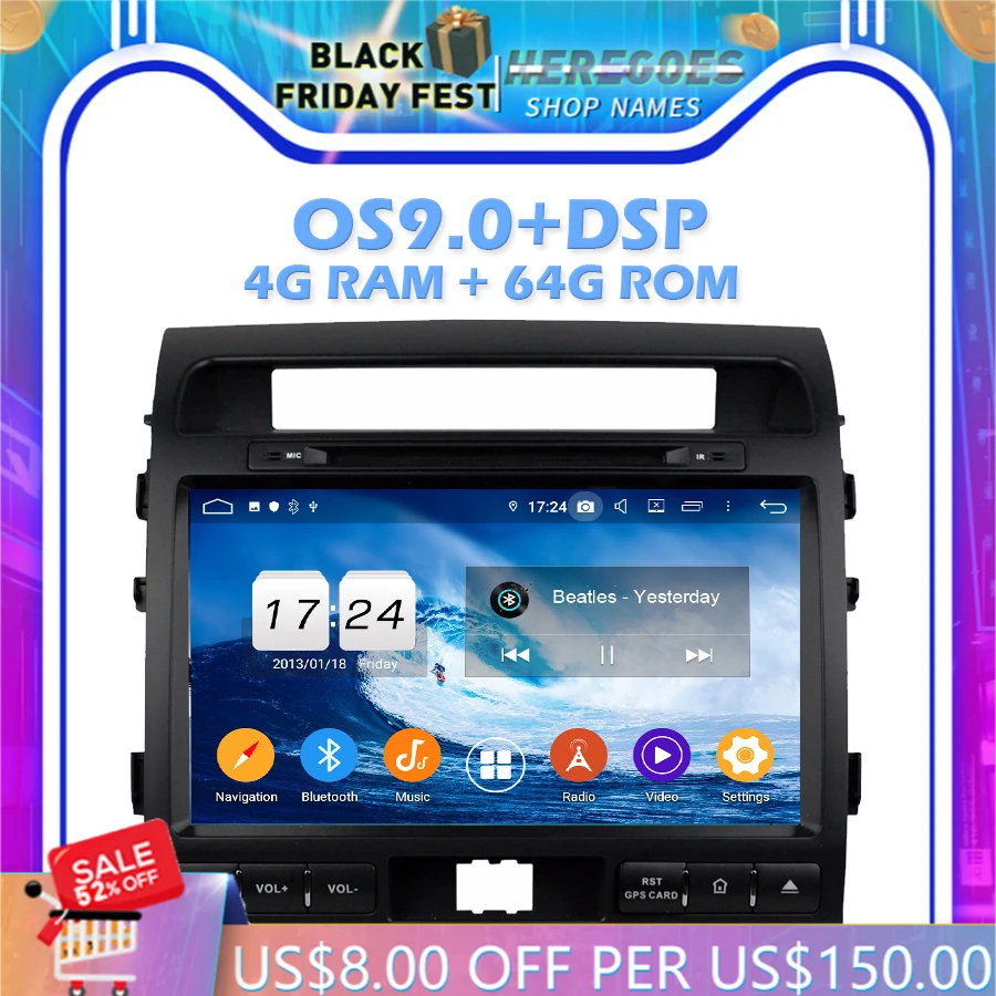 Автомобильный DVD-плеер IPS DSP Android 10 0 4 Гб ОЗУ 64 ПЗУ Wi-Fi 4G Bluetooth RDS радио GPS карта для Toyota