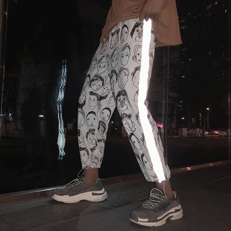 Casual Reflective Pants Women New Fashion Loose Plus Size Hip Hop Style Pants Trend Spliced Elastic Waist Harem Trousers 
Casual Reflective Pants Women New Fashion Loose Plus Size Hip Hop Style Pants Trend Spliced Elastic Waist Harem Trousers