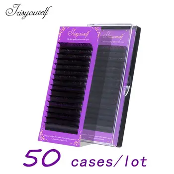 

50cases/lot Faux mink individual eyelash lashes maquiagem cilios for professionals soft 16Rows mink eyelash extension