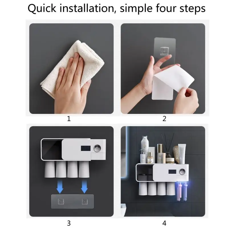 Multi-functional Bathroom Wall-mounted Toothbrush Holder Space Saving Organizer Automatic Toothpaste Dispenser Cosmetic Storage
Multi-functional Bathroom Wall-mounted Toothbrush Holder Space Saving Organizer Automatic Toothpaste Dispenser Cosmetic Storage